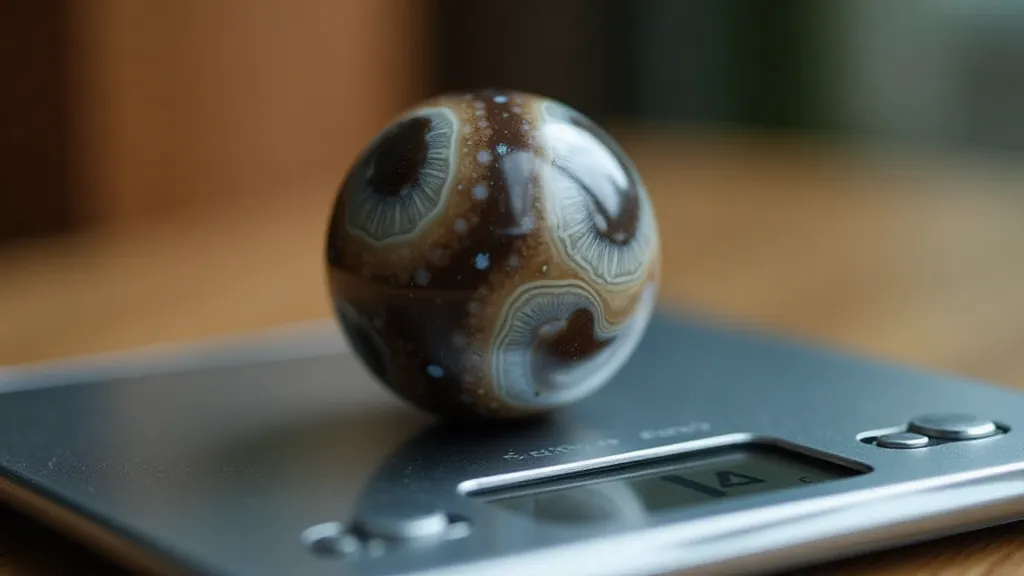 Vintage agate marble on a scale
