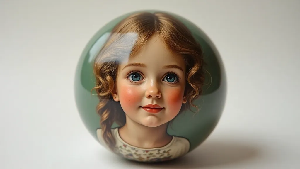 Vintage hand-painted clay marble portrait
