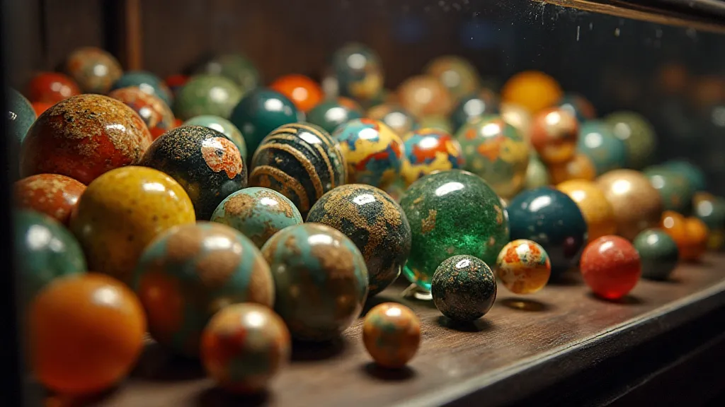 Display of vintage German marbles