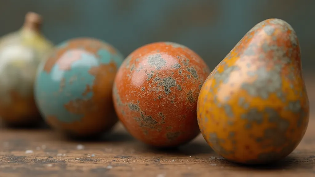 A group of Raggedy Ann and other clay marbles in varying sizes and conditions