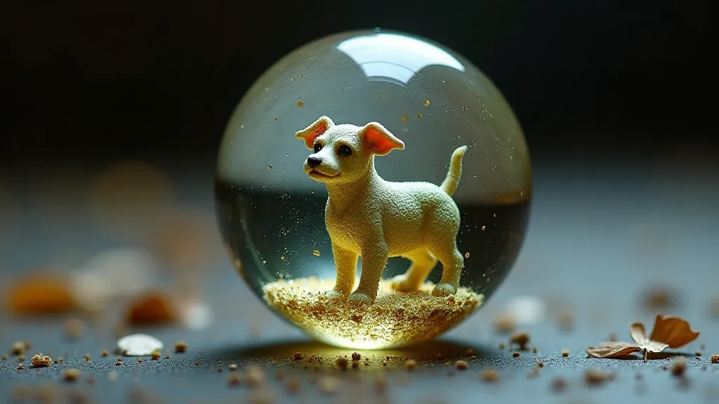A detailed close-up of a sulphide marble depicting a small animal.