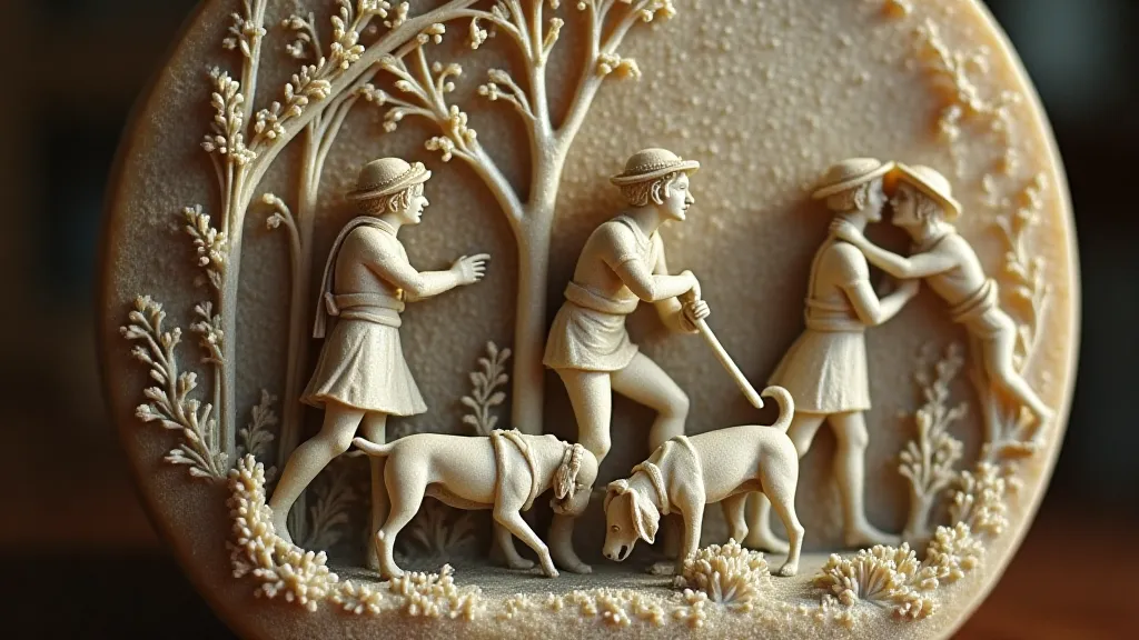 Vintage sulphide marble depicting a hunting scene